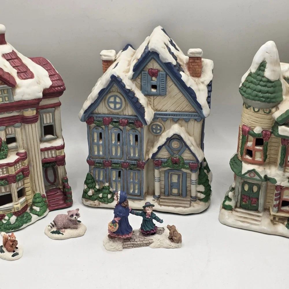 House of Lloyd Christmas Village Set Vintage 1993 Victorian Snow House Figurines